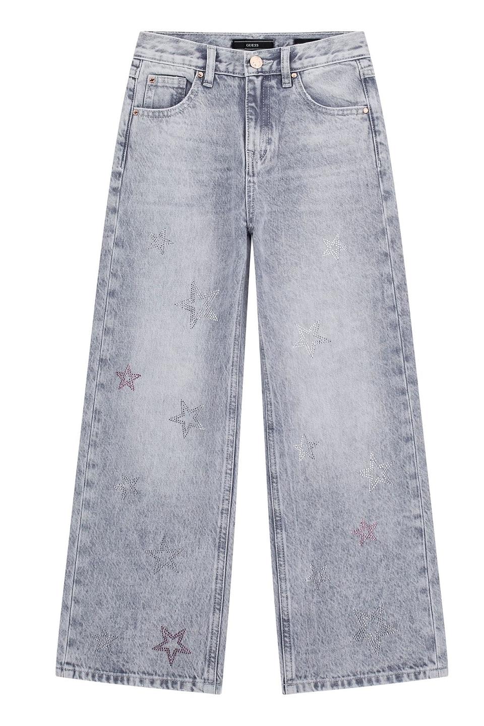 Джинсы Guess для девочек серые со звёздами