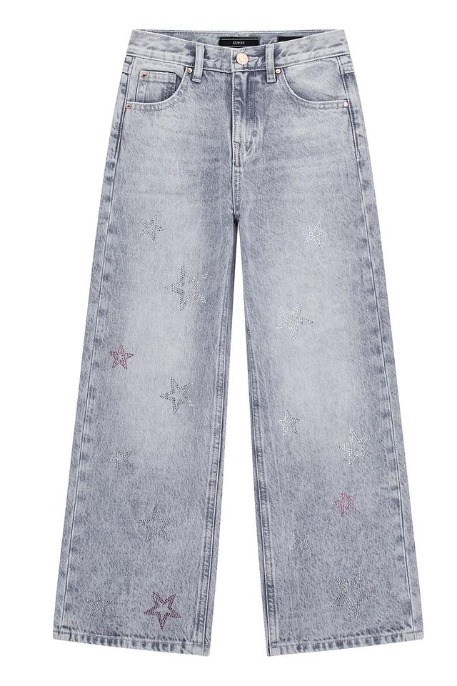Джинсы Guess для девочек серые со звёздами