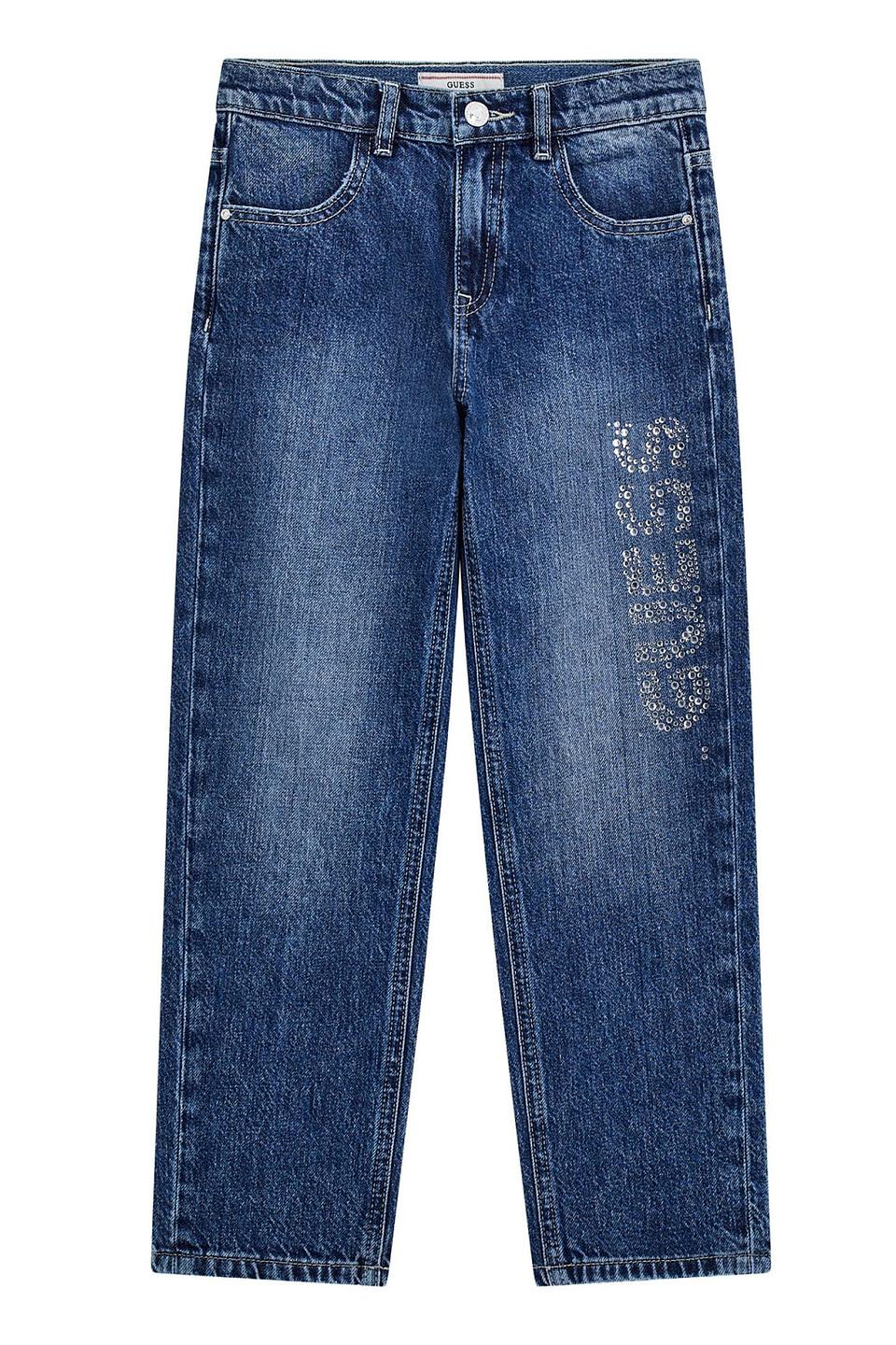 Джинсы Guess для девочек синие со стразами
