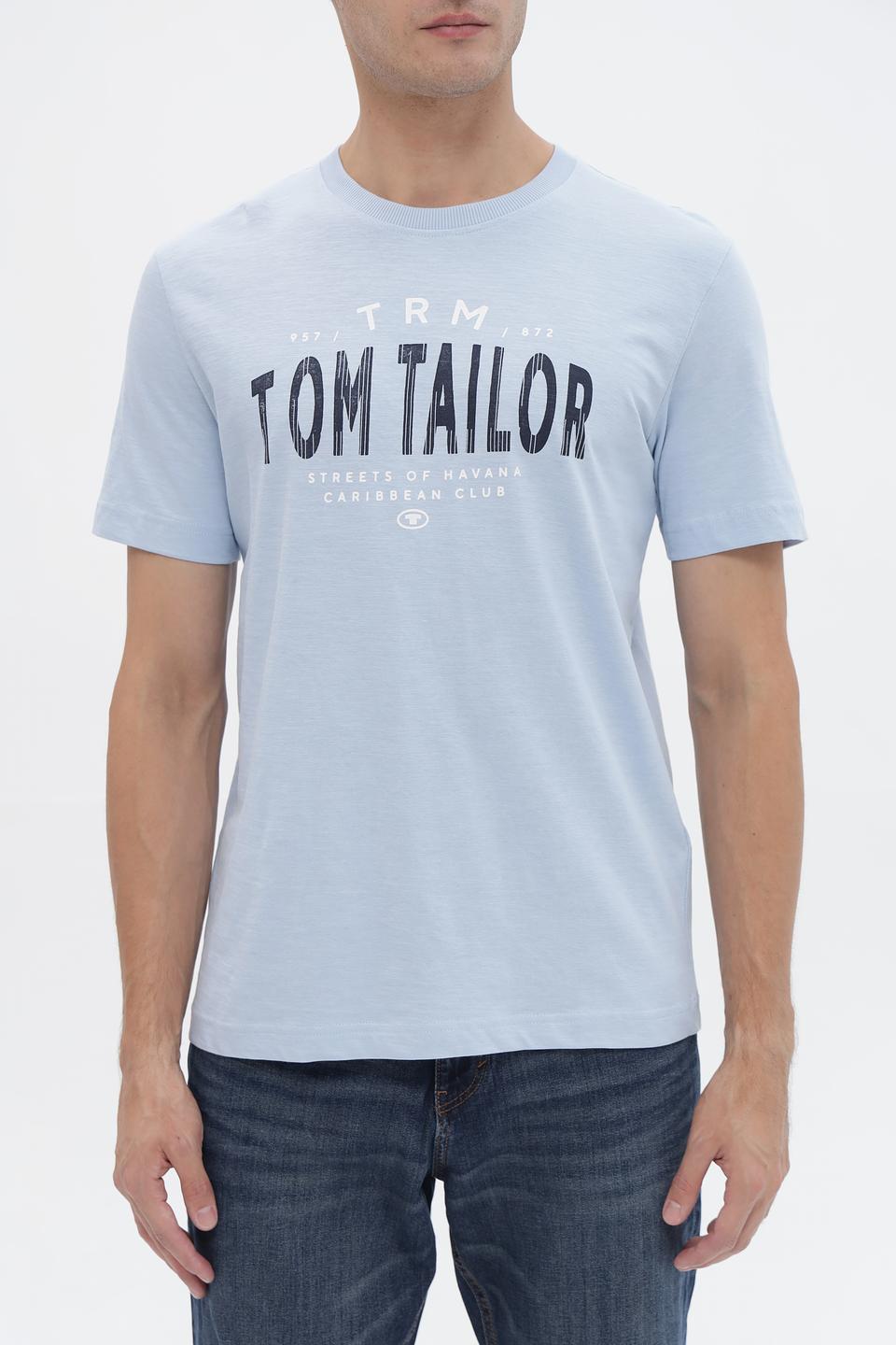 Футболка Tom Tailor с логотипом голубая