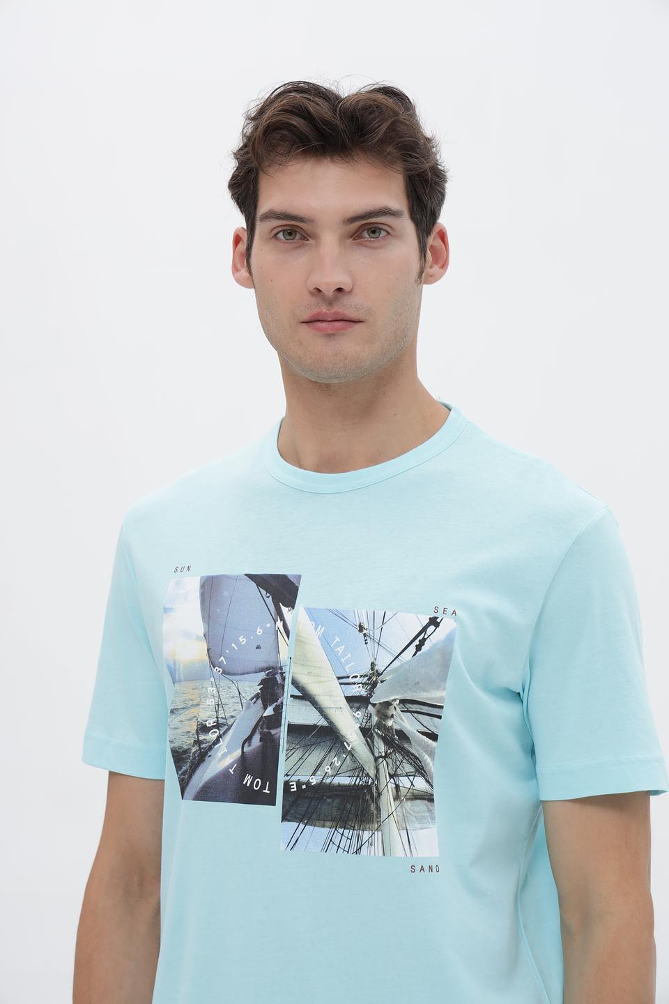 Футболка Tom Tailor с принтом голубая