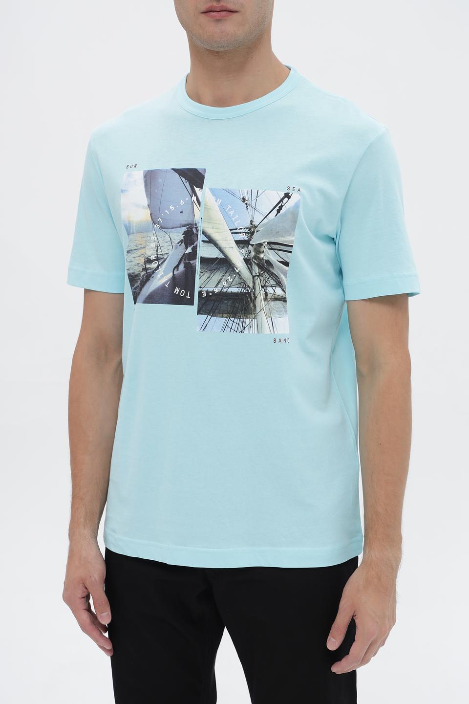 Футболка Tom Tailor с принтом голубая