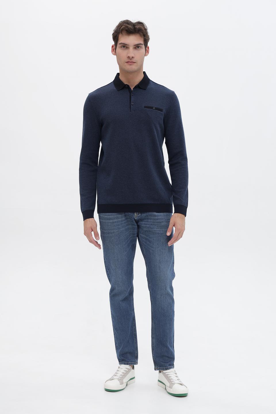 Джемпер Bugatti с воротником-поло тёмно-синий
