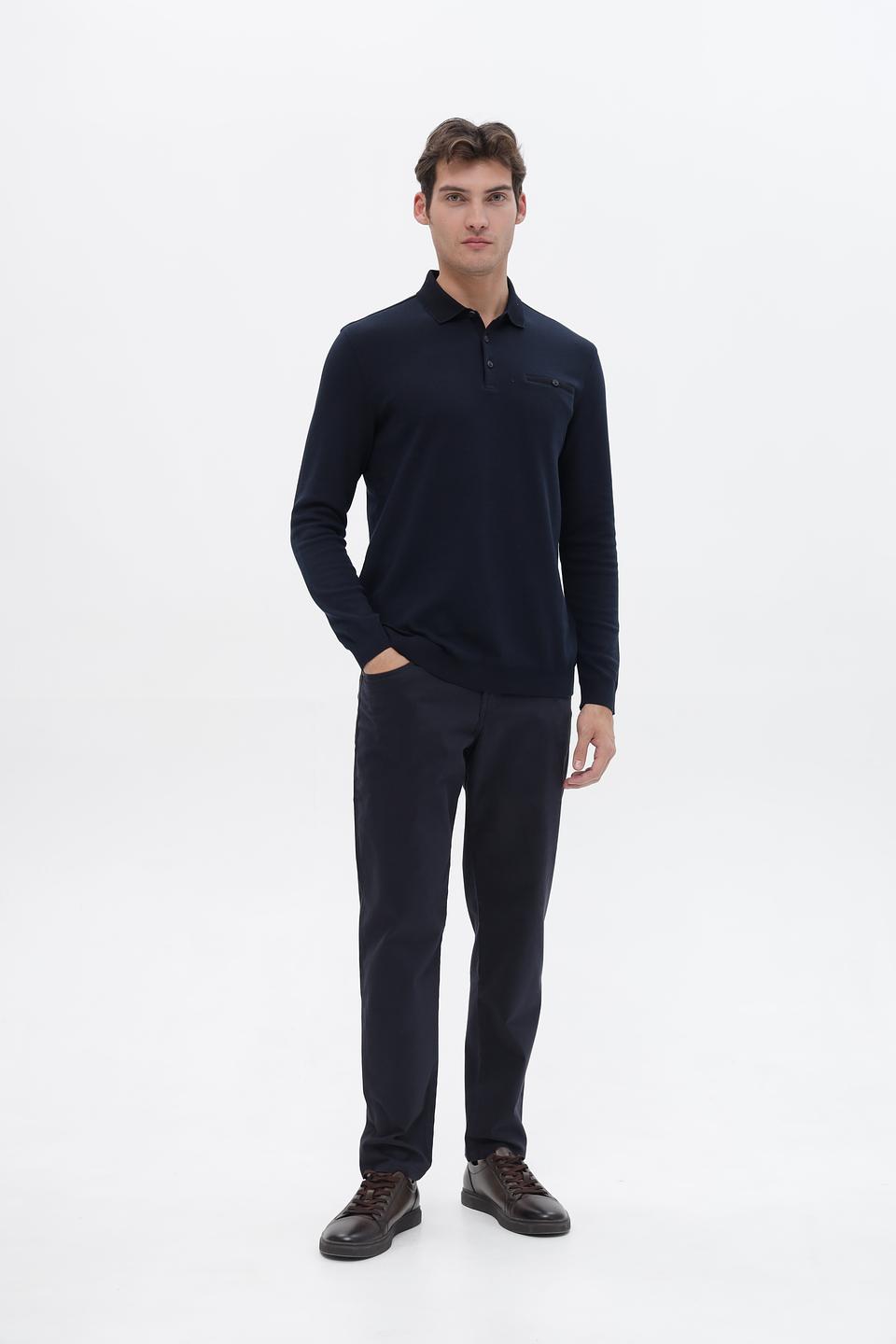 Джемпер Bugatti с воротником-поло тёмно-синий