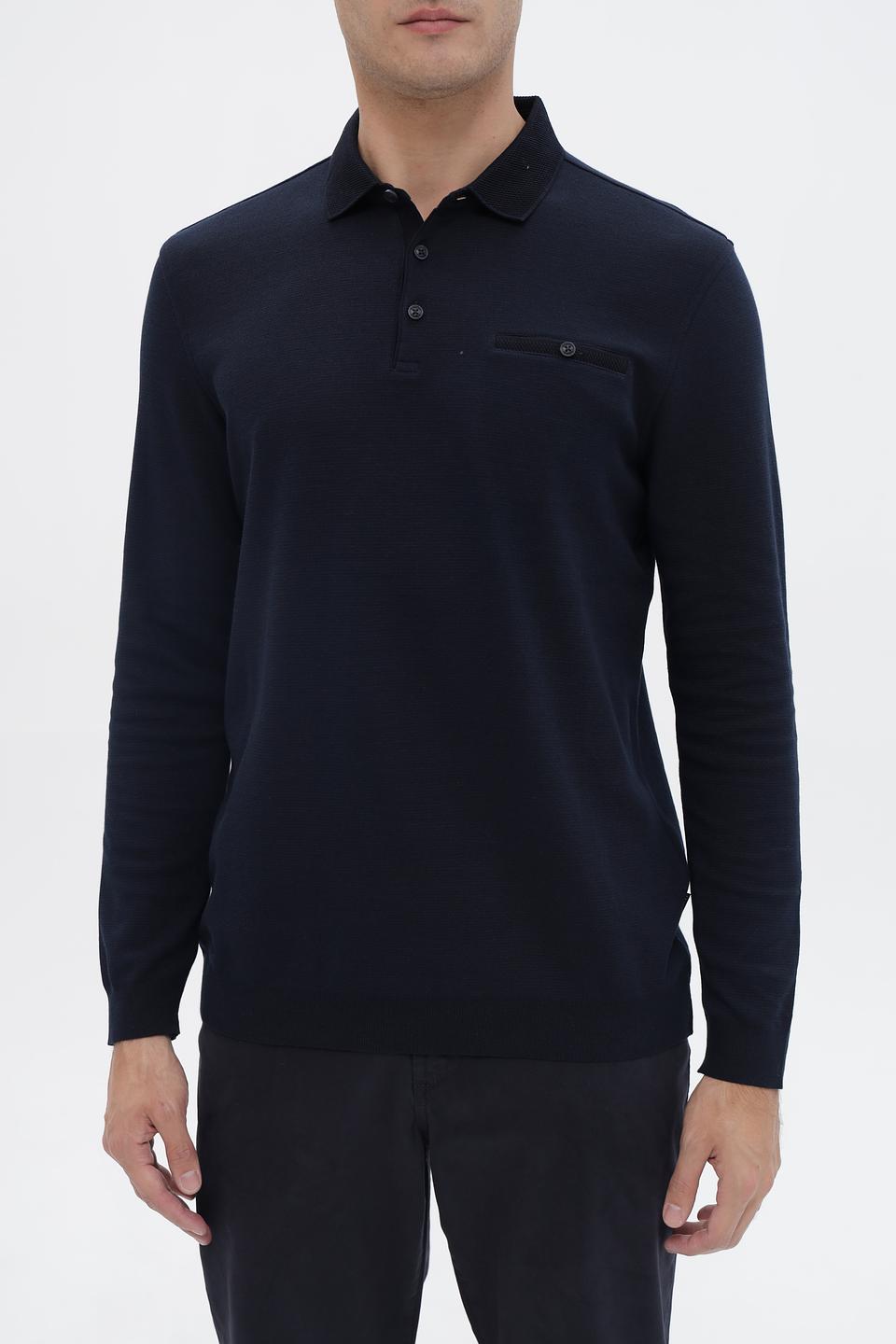 Джемпер Bugatti с воротником-поло тёмно-синий