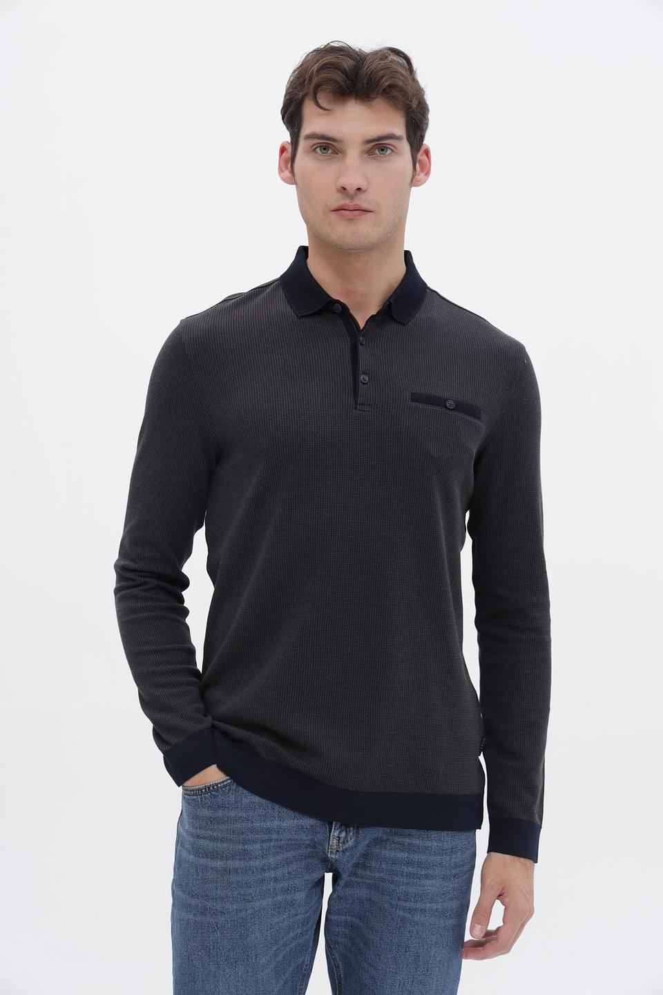 Джемпер Bugatti с воротником-поло графитовый