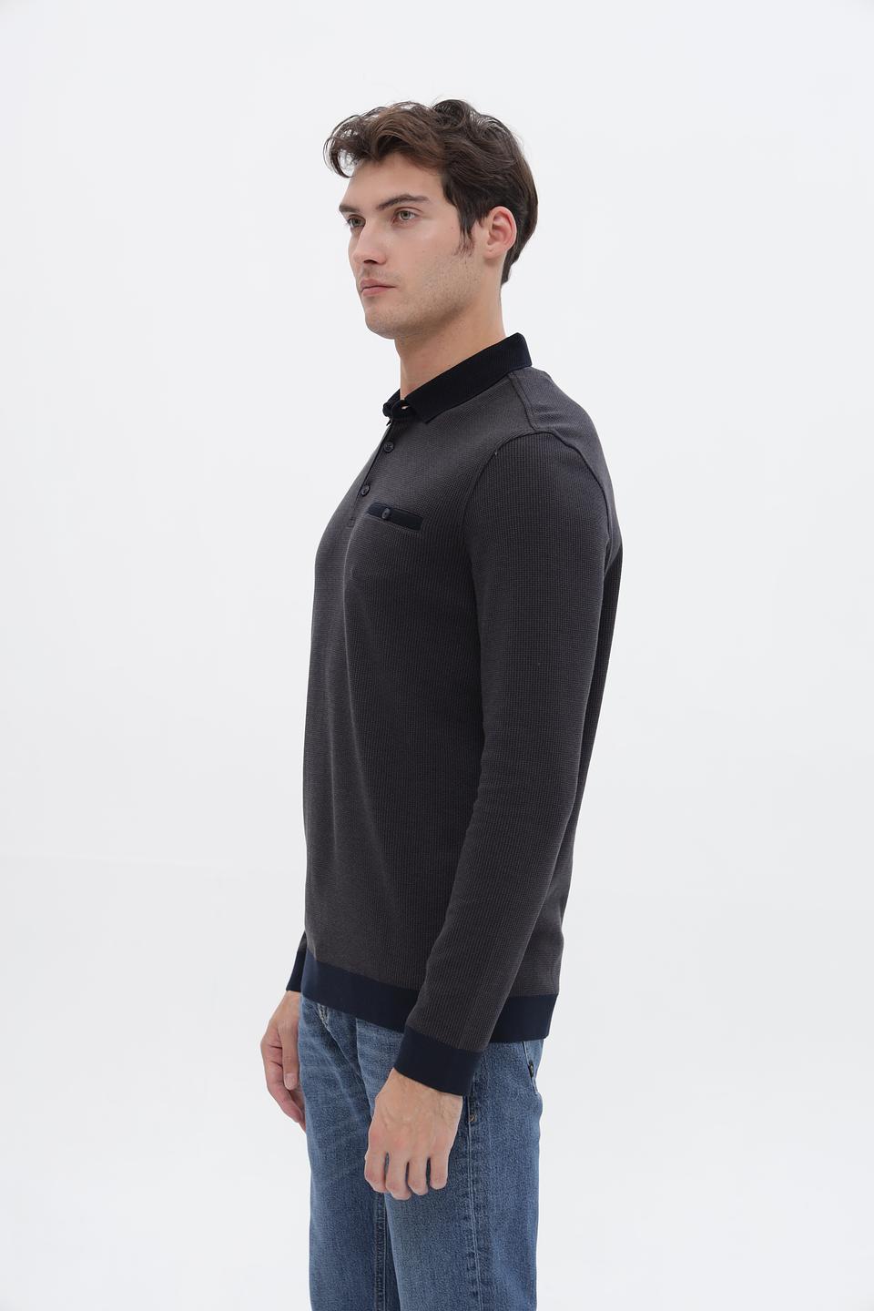 Джемпер Bugatti с воротником-поло графитовый
