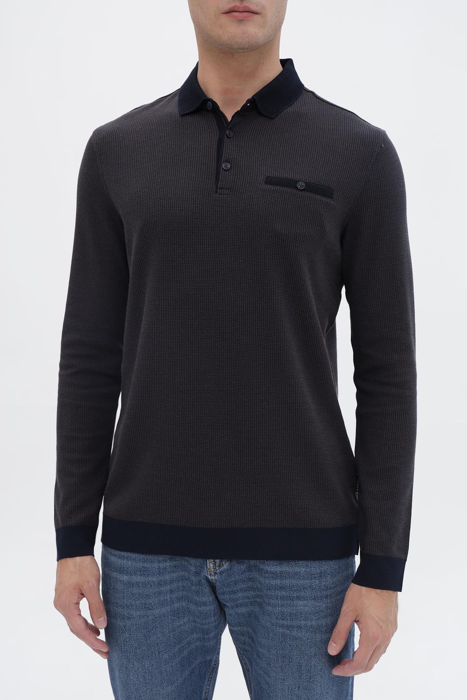 Джемпер Bugatti с воротником-поло графитовый