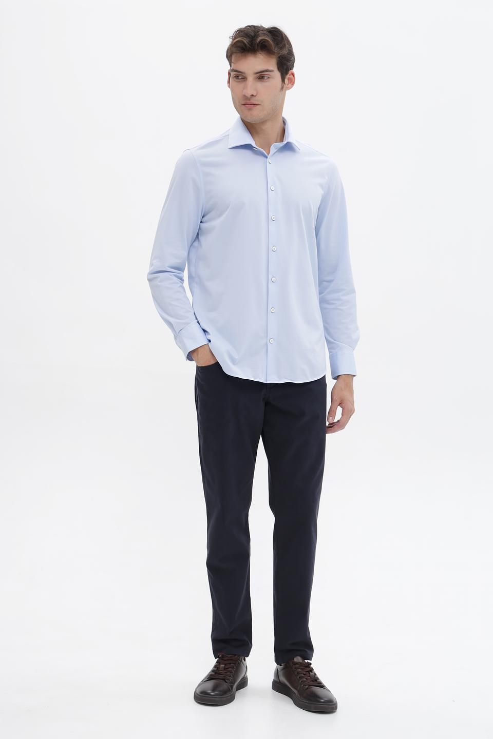 Рубашка Bugatti голубая приталенная