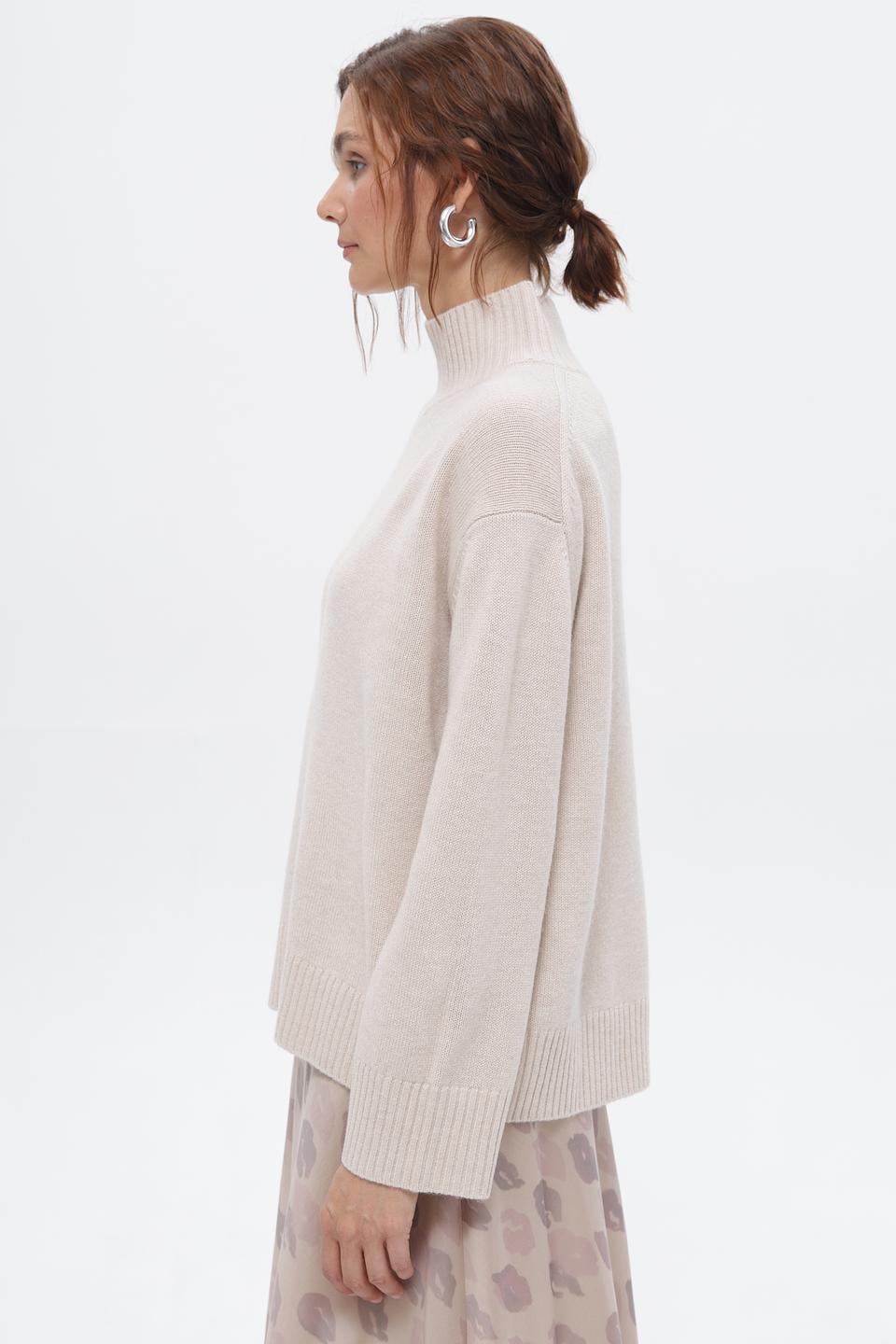 Пуловер Luisa Cerano бежевый с горлом