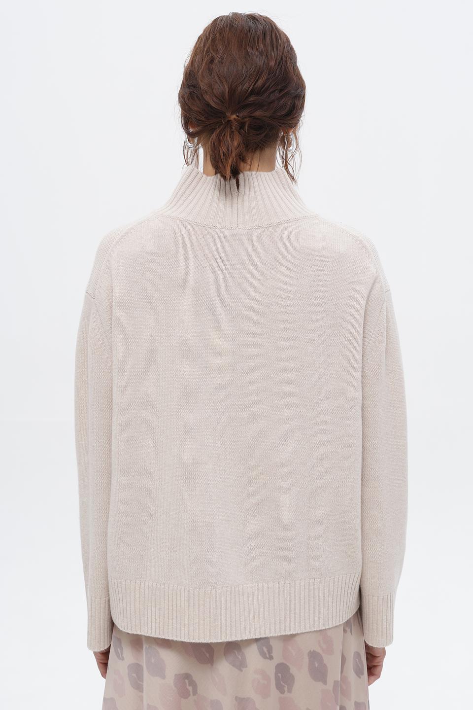 Пуловер Luisa Cerano бежевый с горлом