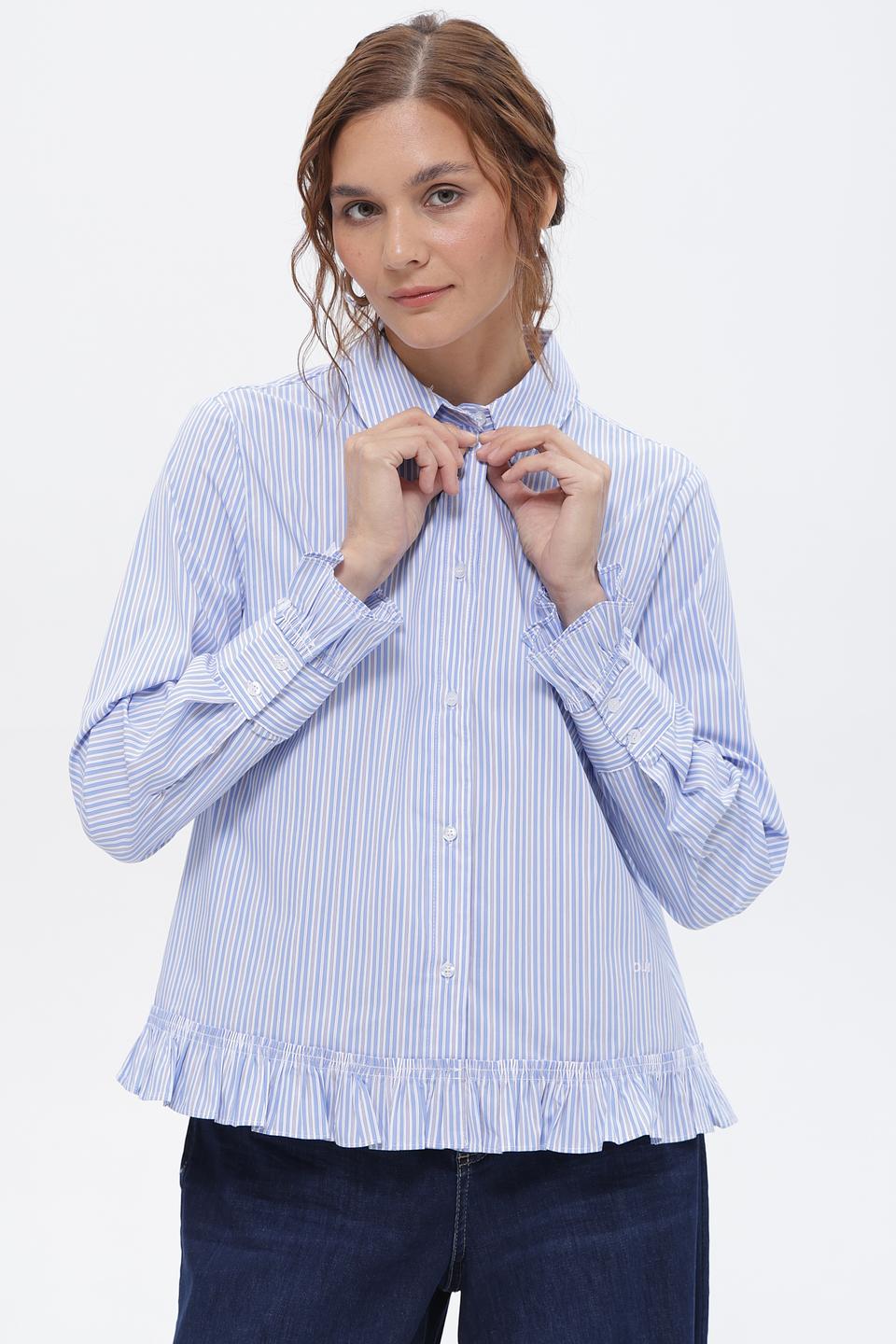 Блуза Oui в полоску с рюшами