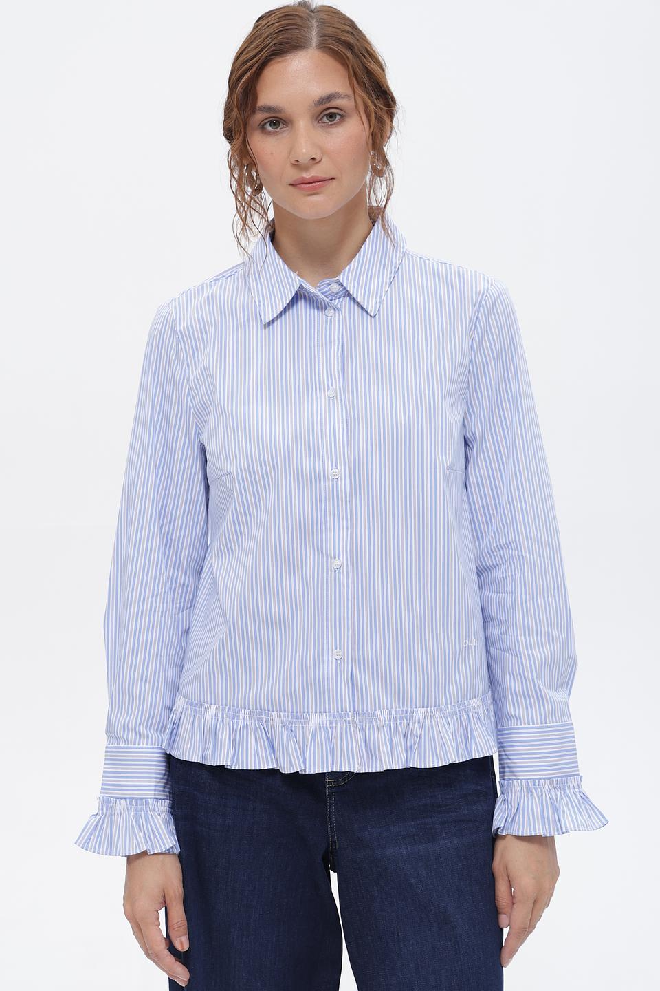 Блуза Oui в полоску с рюшами