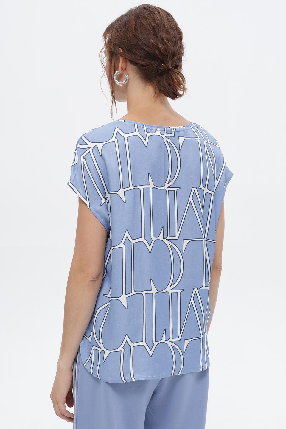 Блуза Lecomte с принтом голубой