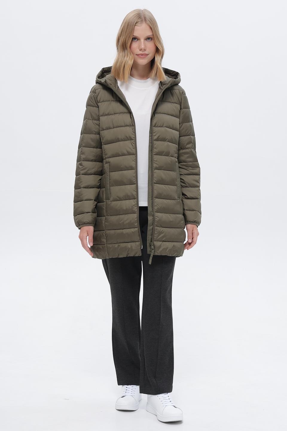 Пальто стеганое Tom Tailor оливковое