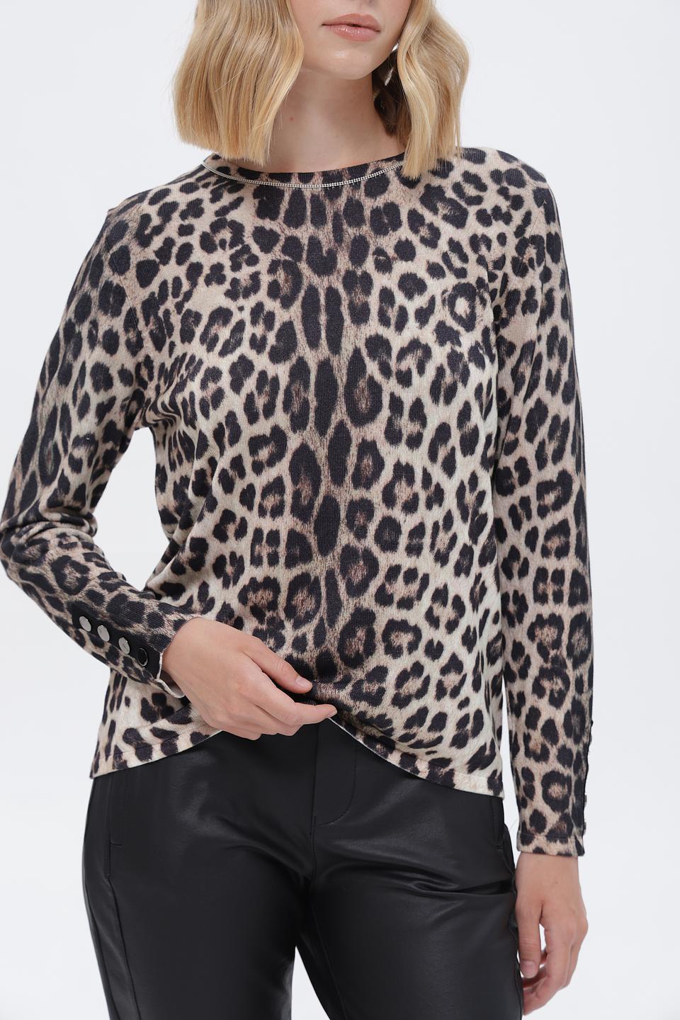 Пуловер Passioni с леопардовым принтом