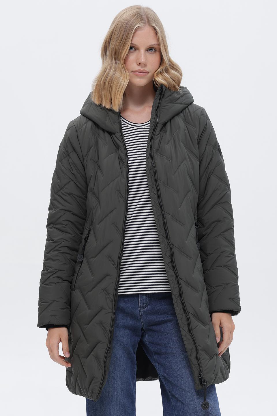 Пальто District стеганое хаки