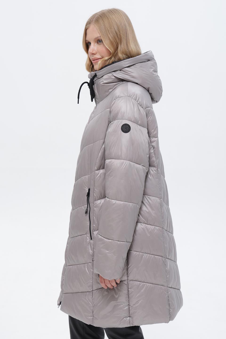 Пальто District стеганое серое
