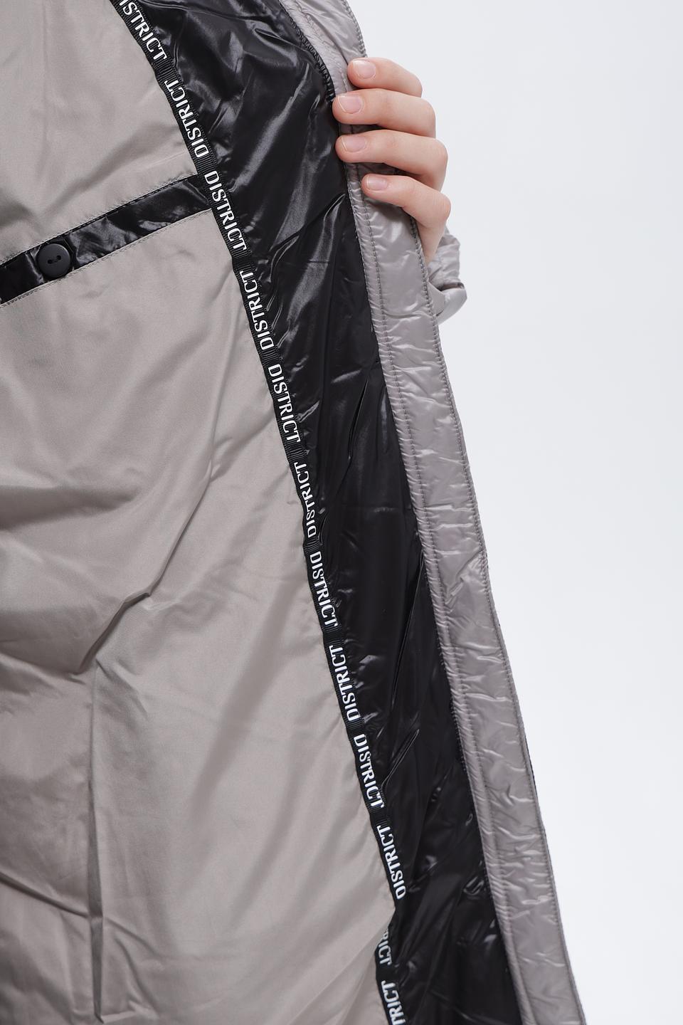 Пальто District стеганое серое