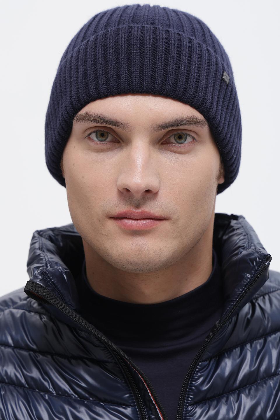 Шапка ADL man вязаная темно-синяя