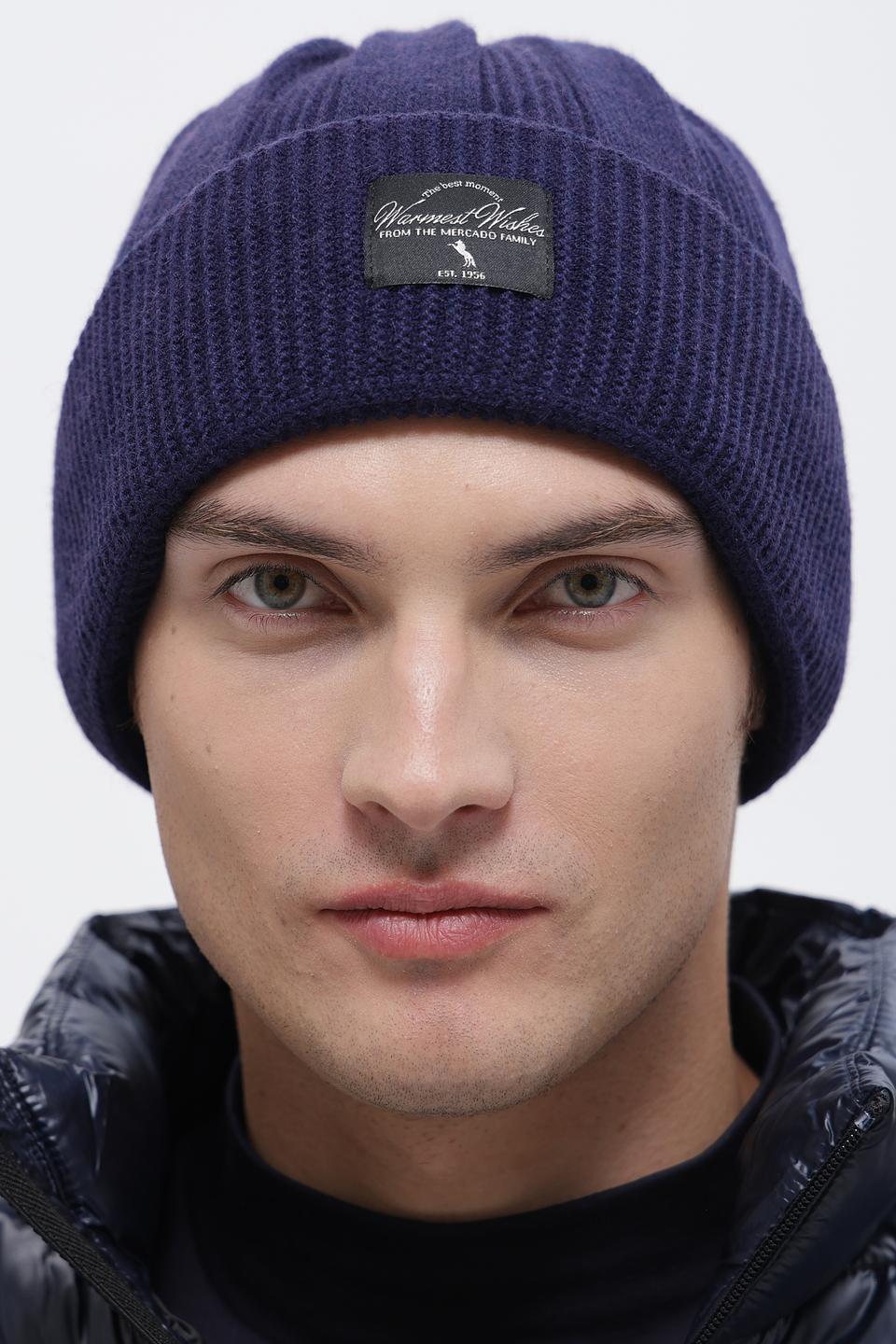 Шапка ADL man вязаная темно-синяя