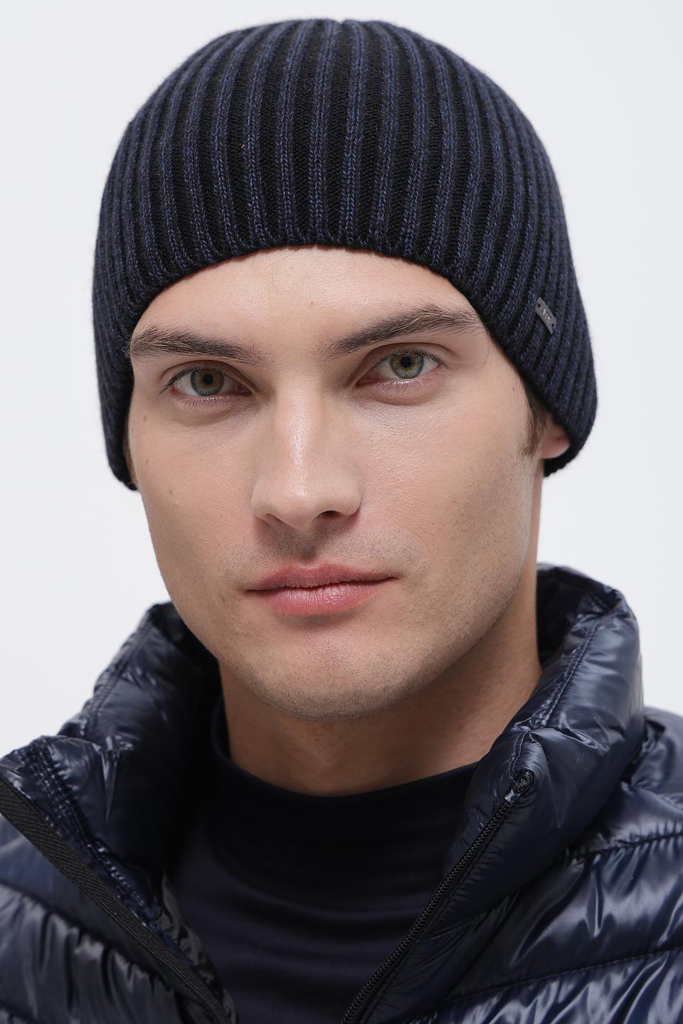 Шапка ADL man вязаная темно-синяя