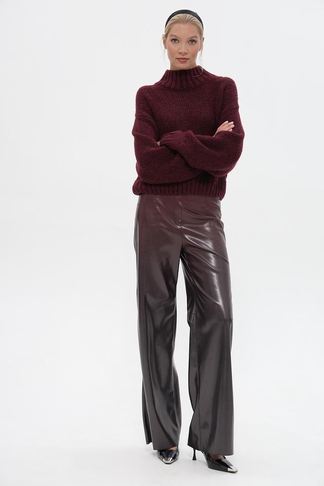 Брюки Marc Cain кожаные бордовые