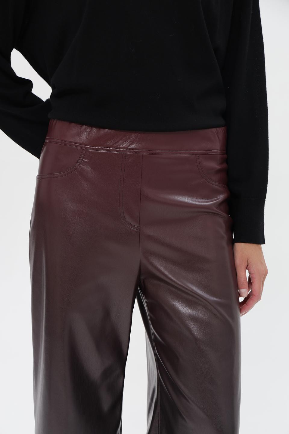 Брюки Marc Cain кожаные бордовые