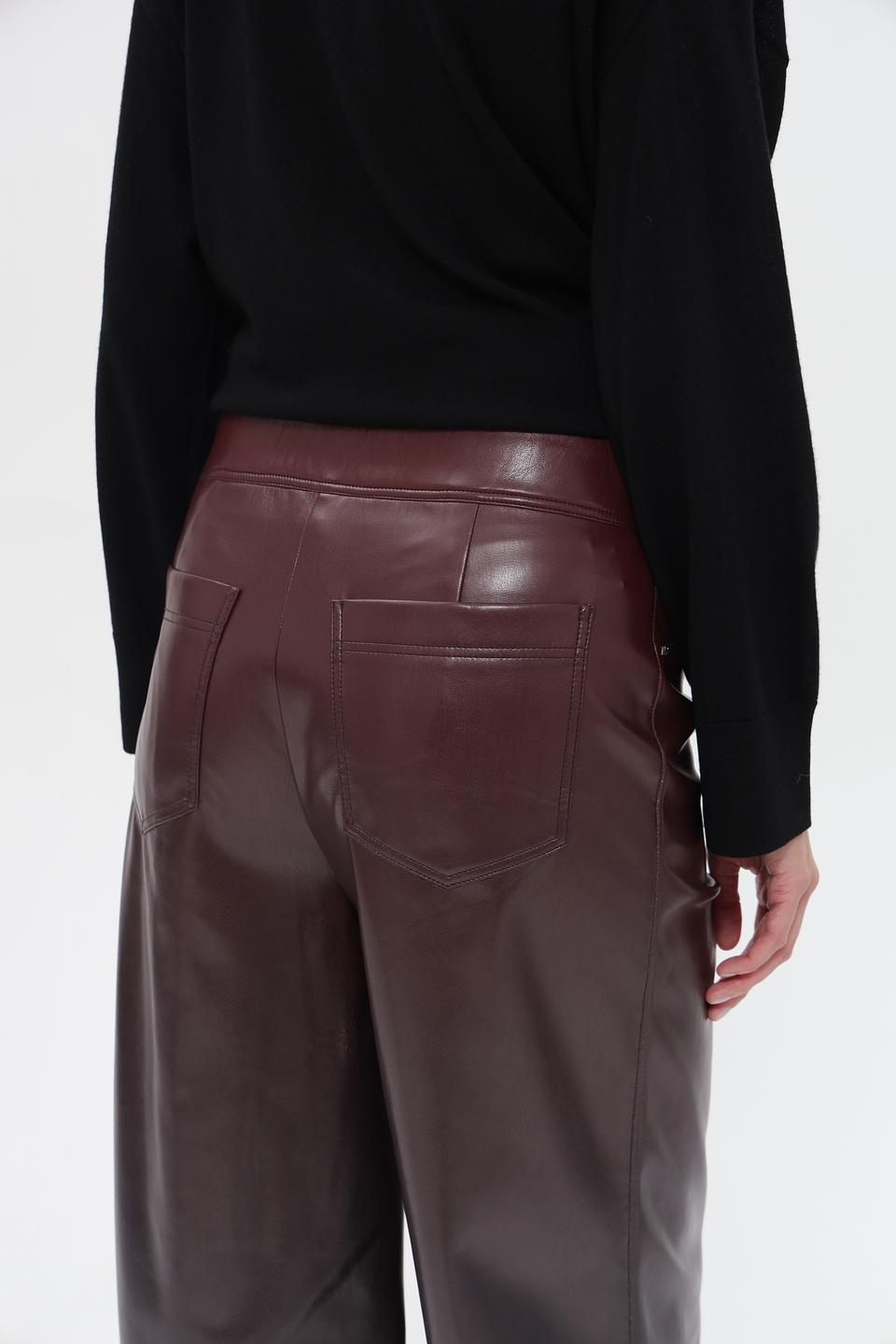 Брюки Marc Cain кожаные бордовые