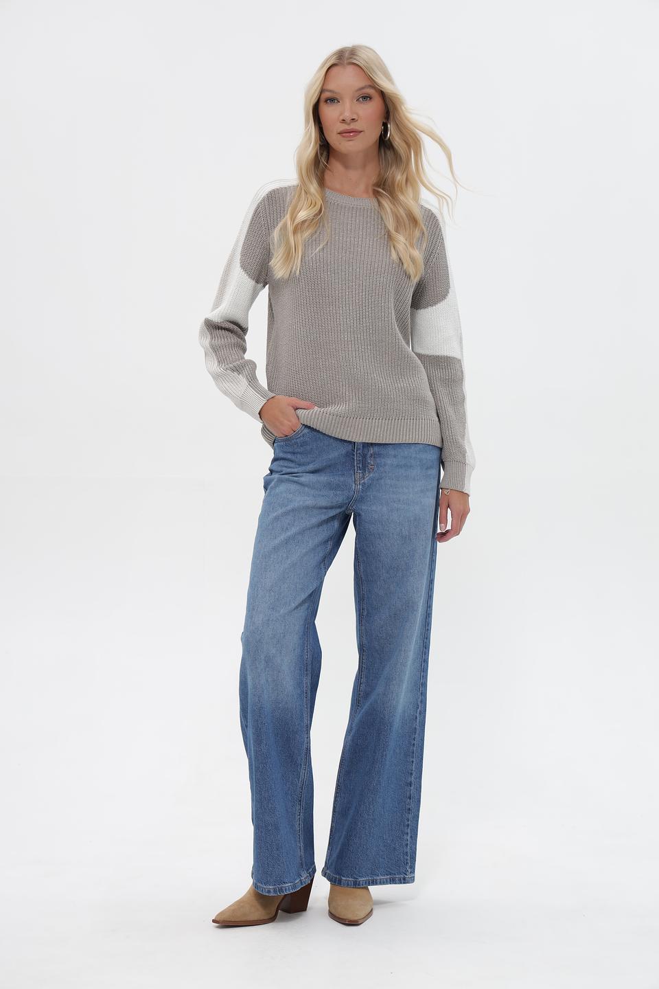 Пуловер Monari с контрастными рукавами