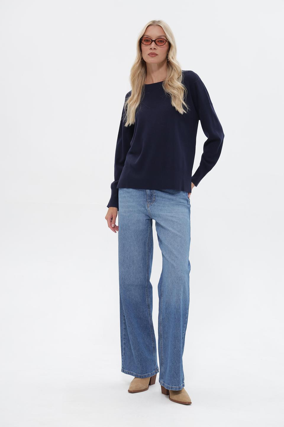 Пуловер UNQ женский тёмно-синий