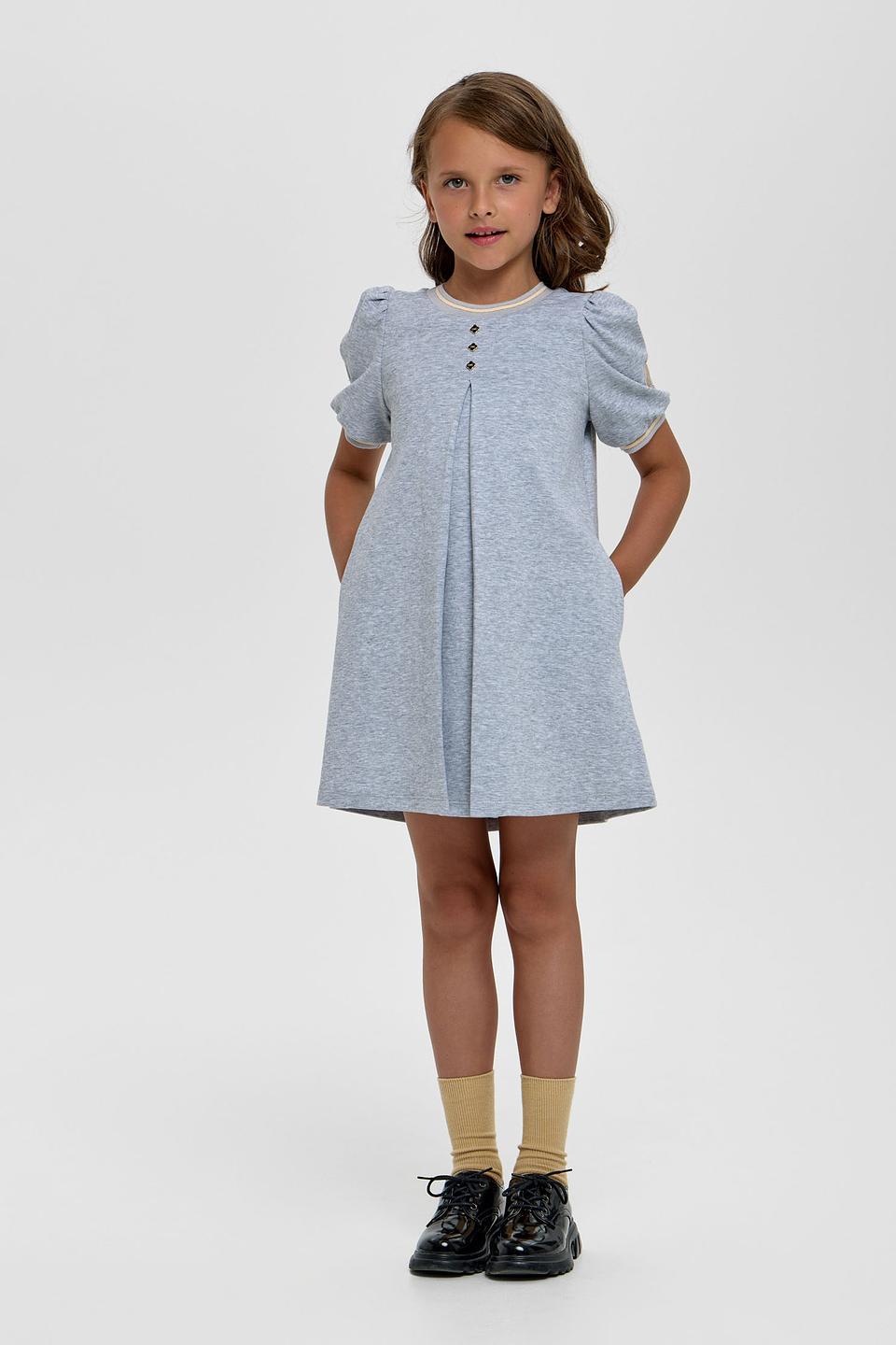 Платье Choupette дев. серое с рукавами-фонариками