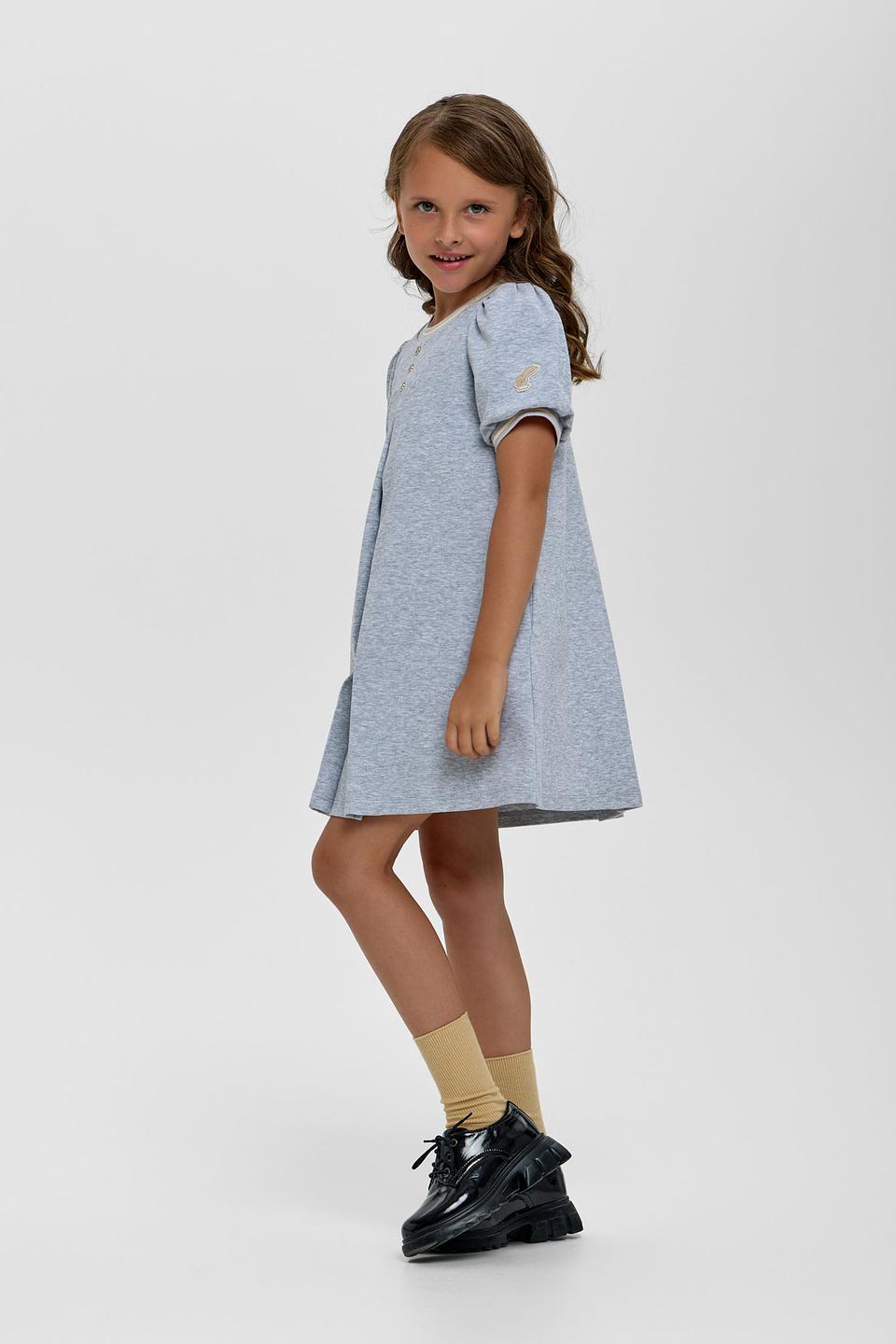 Платье Choupette дев. серое с рукавами-фонариками
