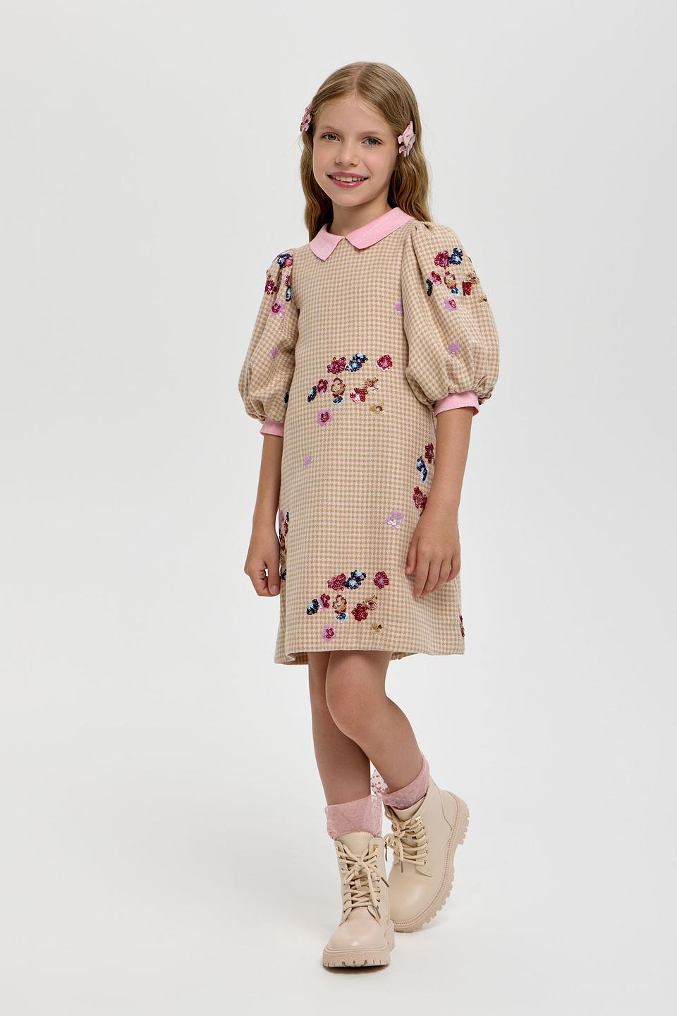Платье Choupette дев. в клетку с вышивкой