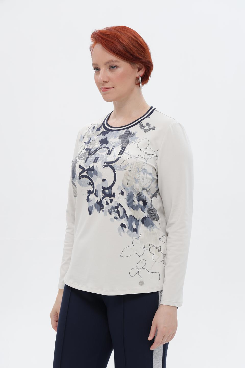 Блуза Lebek с принтом бежевая