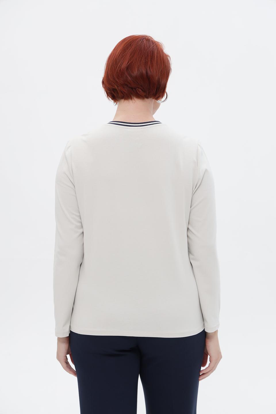 Блуза Lebek с принтом бежевая