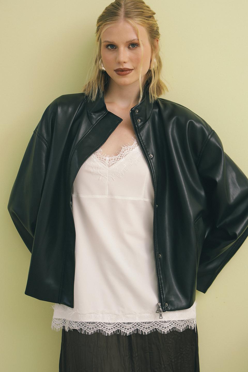 Куртка Marc Aurel кожаная черная