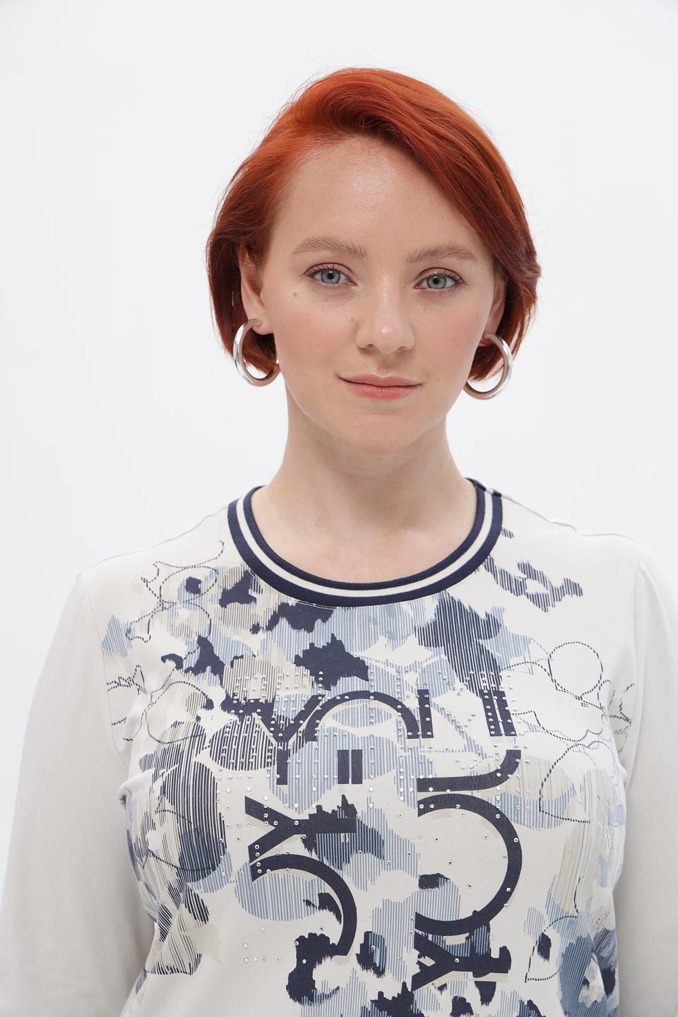 Блуза Lebek с принтом бежевая