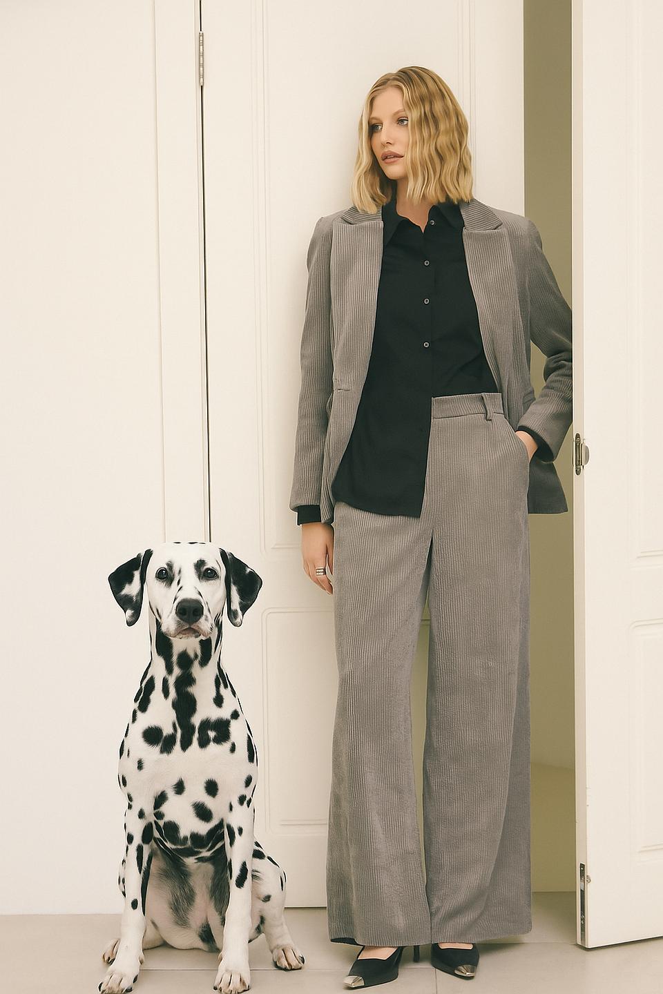 Брюки палаццо Croche серые в полоску