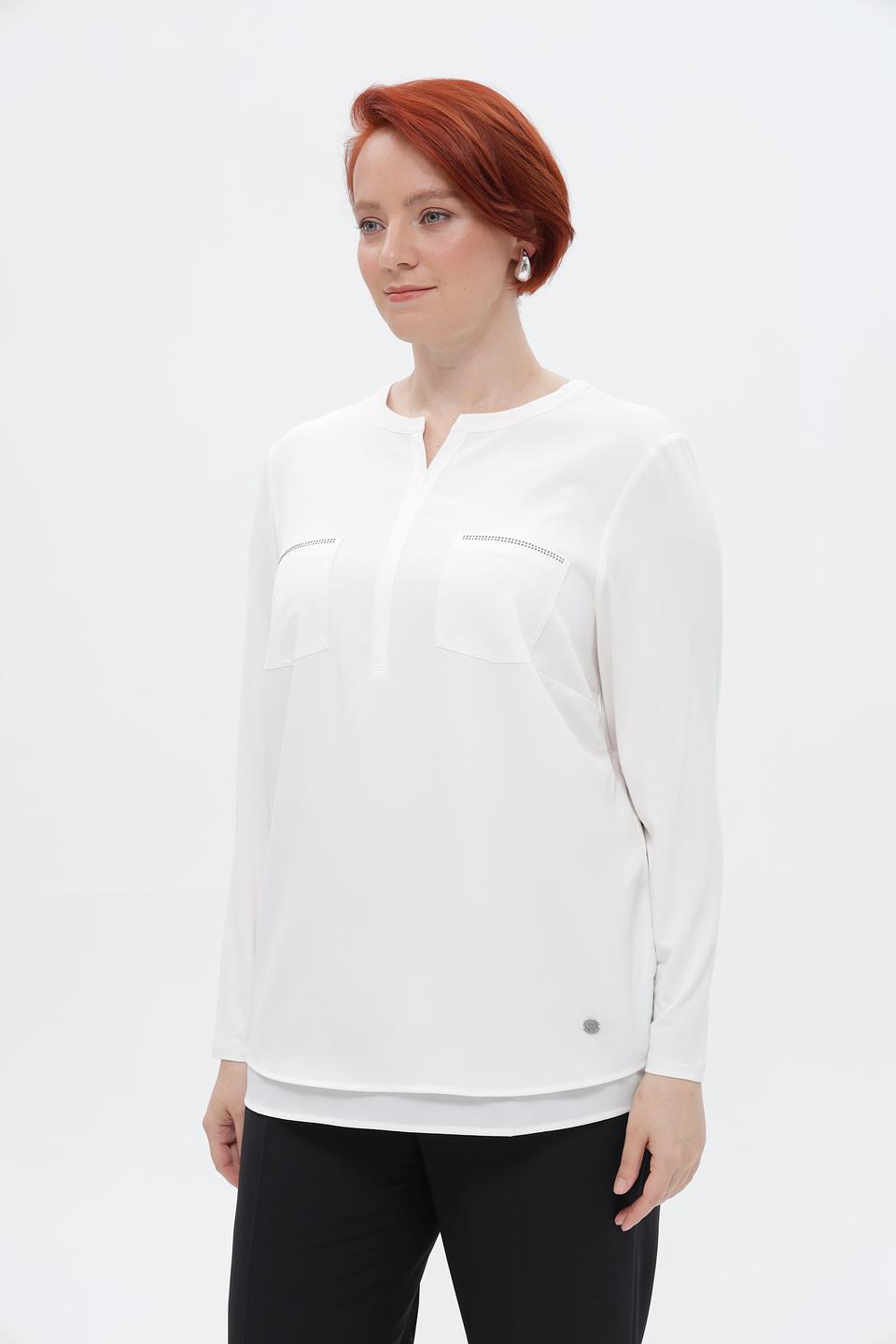 Блузка Lebek с карманами белая