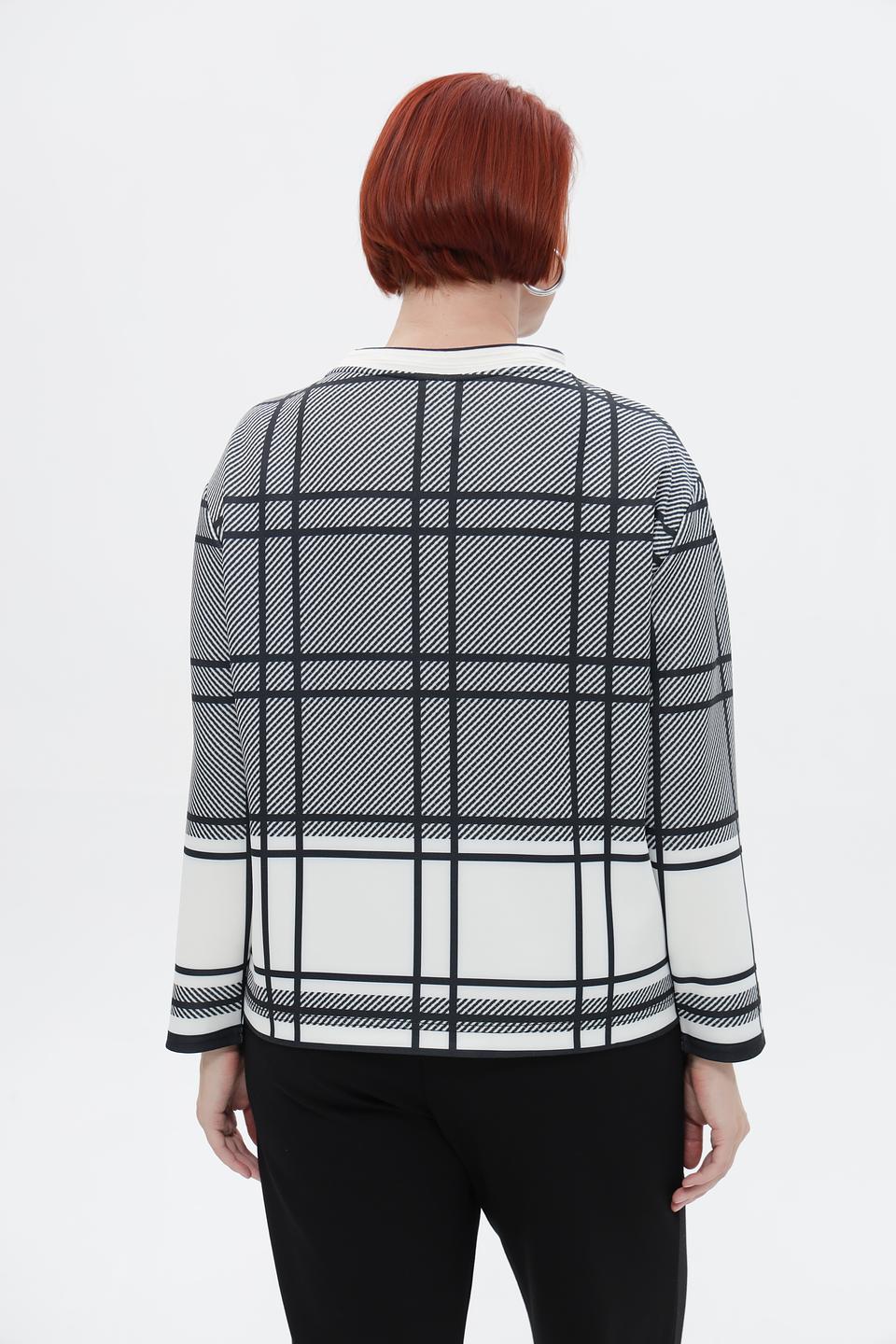 Пуловер Lebek в клетку с капюшоном