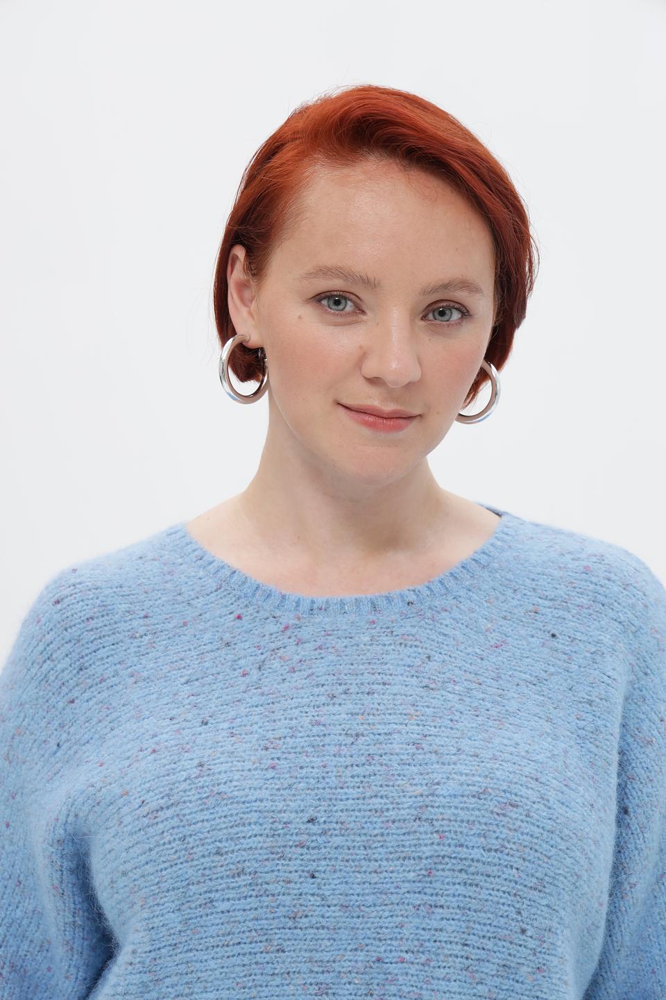 Пуловер Rabe collection голубой с рукавом 3/4