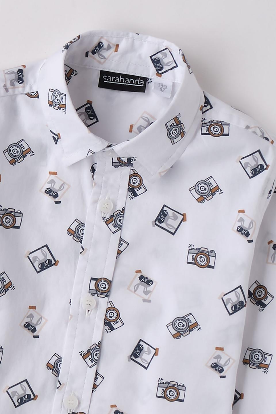 Рубашка Sarabanda с принтом фотоаппарат белый