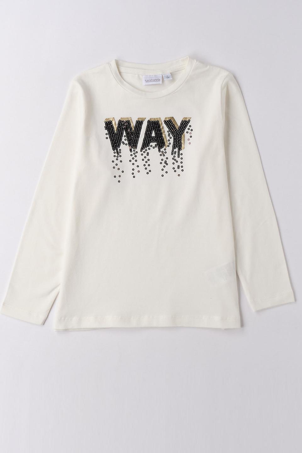 Джемпер Sarabanda дев. с надписью кремовый