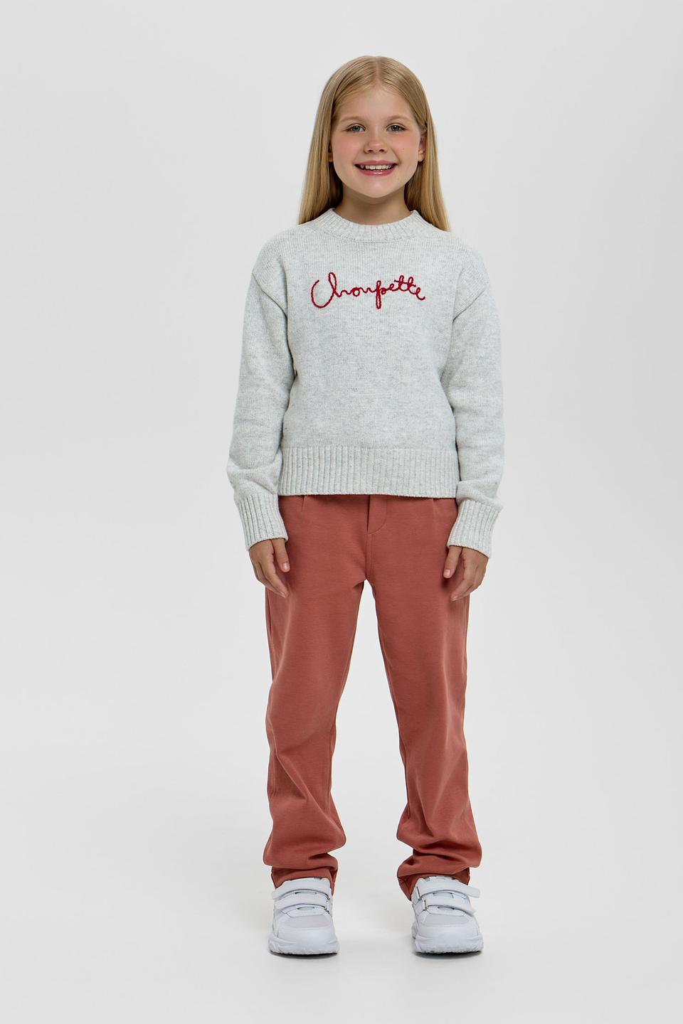 Джемпер Choupette детский, серый, с вышивкой