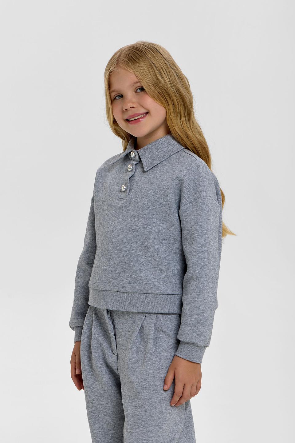 Толстовка Choupette дев. с воротником-поло серая