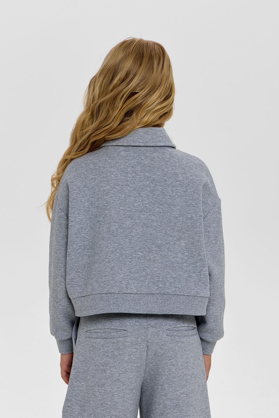 Толстовка Choupette дев. с воротником-поло серая