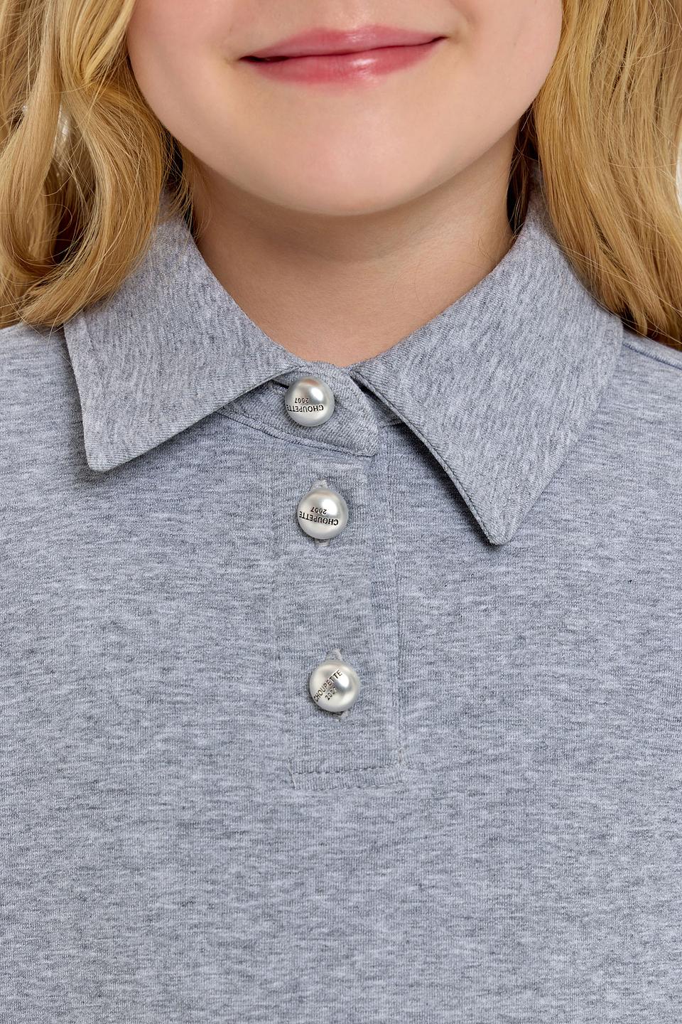 Толстовка Choupette дев. с воротником-поло серая