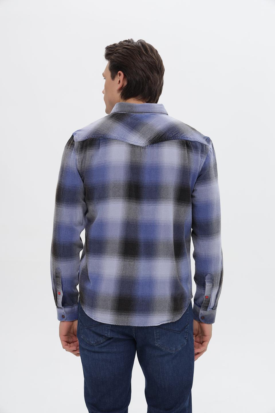 Рубашка Time Zone в клетку синяя