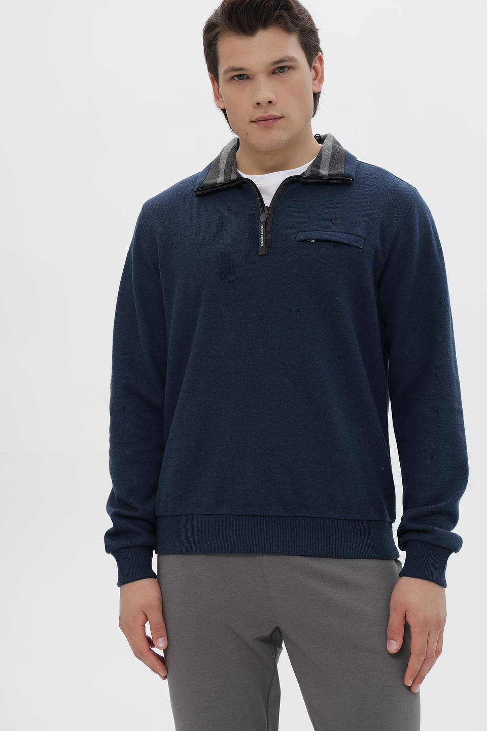 Джемпер Monte Carlo с молнией синий